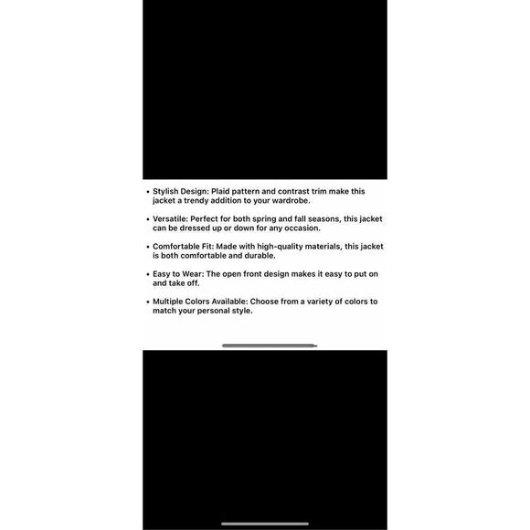 Two piece plaid open front jacket, casual contrast, trim. Pull on skirt with str - Picture 9 of 16